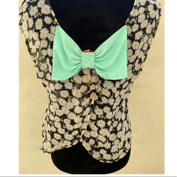 Bongo chiffon sleeveless floral summer top M - Picture 10 of 10